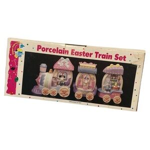 🌸NIB MIDWESTERN Home Products Porcelain Easter Train Set